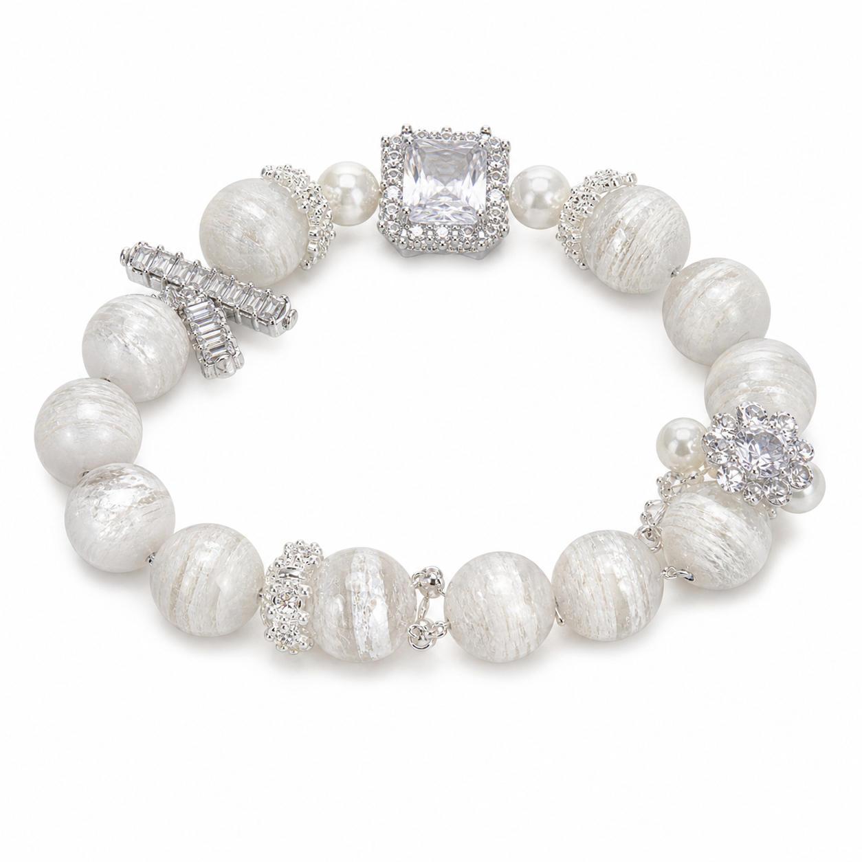 Snowflake Ghost White Crystal Bracelet Women's main product image