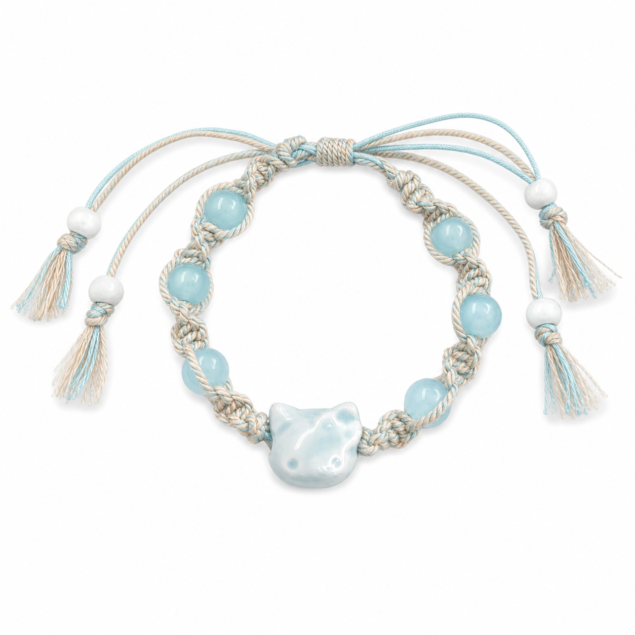 Cute KT Cat Ceramic Braided Bracelet main product image