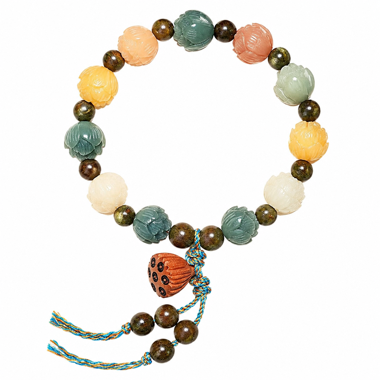 Lotus Bodhi Bead Bracelet for Women, Resin Beaded Bangle, Vintage Chinese Style Lucky Charm Wrist Bracelet, Minimalist Everyday Jewellery, 1 Piece - Style option
