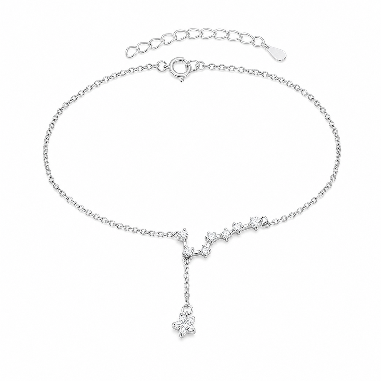 Women’s Copper Star Tassel Bracelet, White Gold Tone, Delicate Fashion Jewellery for Work and Everyday Wear