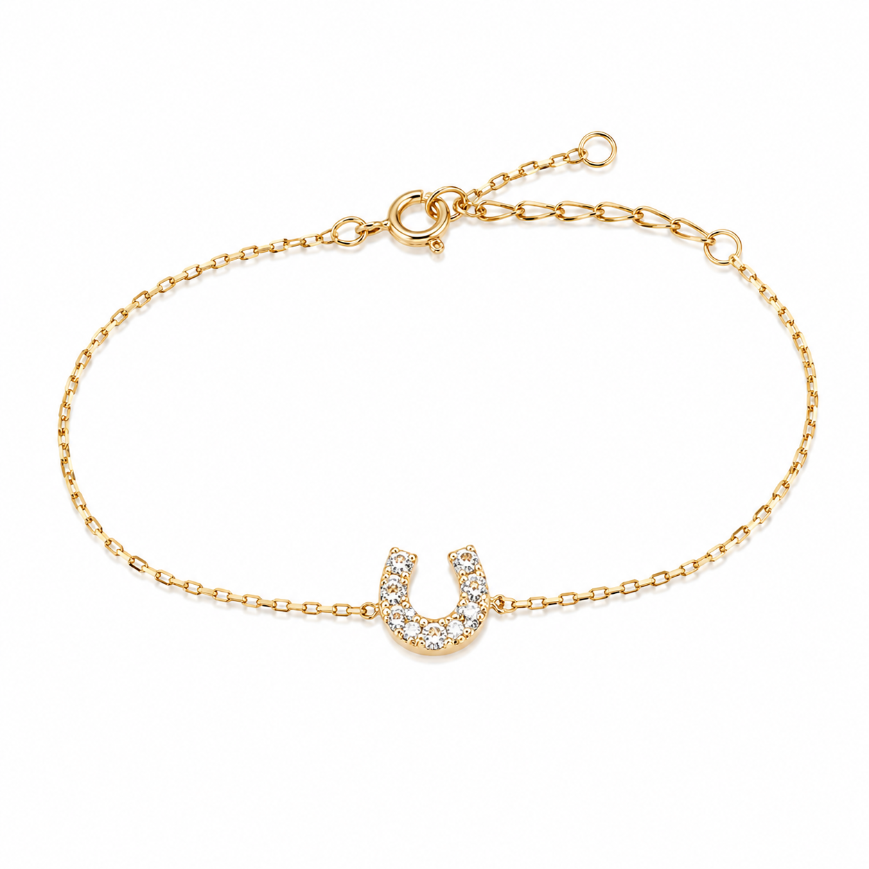 Women’s Copper Gold Plated Bracelet, Horsehoe U-Shaped Full Rhinestone Cuff Style, Elegant Minimalist Jewellery for Work and Daily Wear, White Gold Tone / Gold Tone