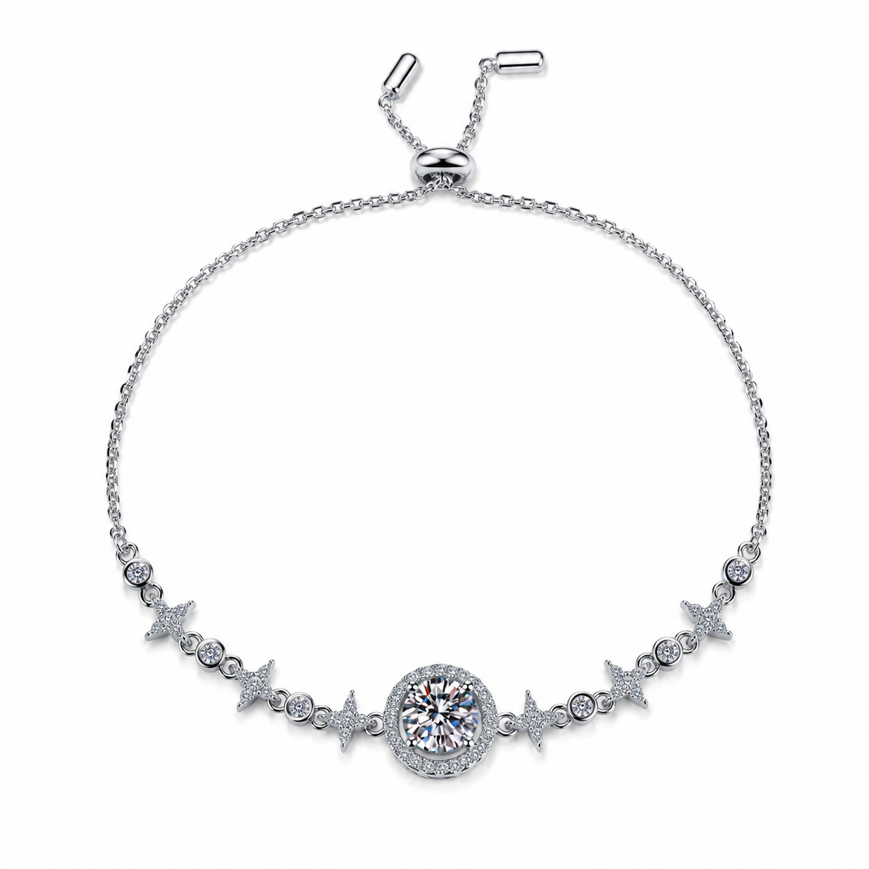 S925 Sterling Silver Round-Cut Moissanite Bracelet Women's main product image