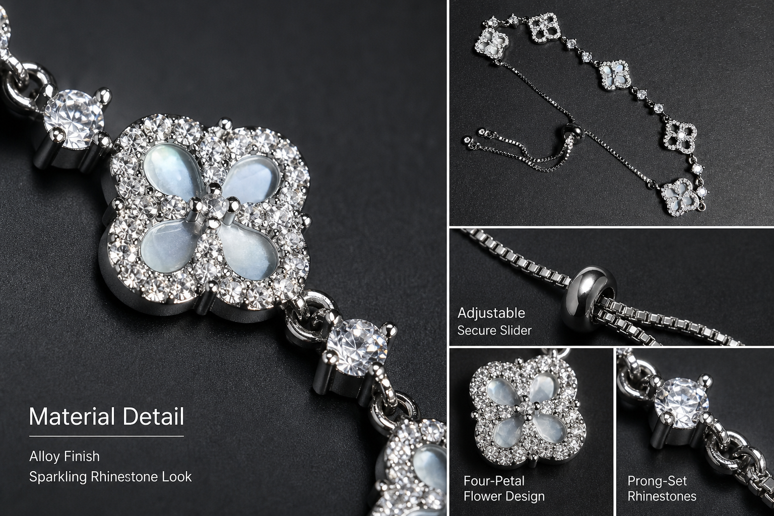 Women's Four-Leaf Clover Rhinestone Bracelet main product image