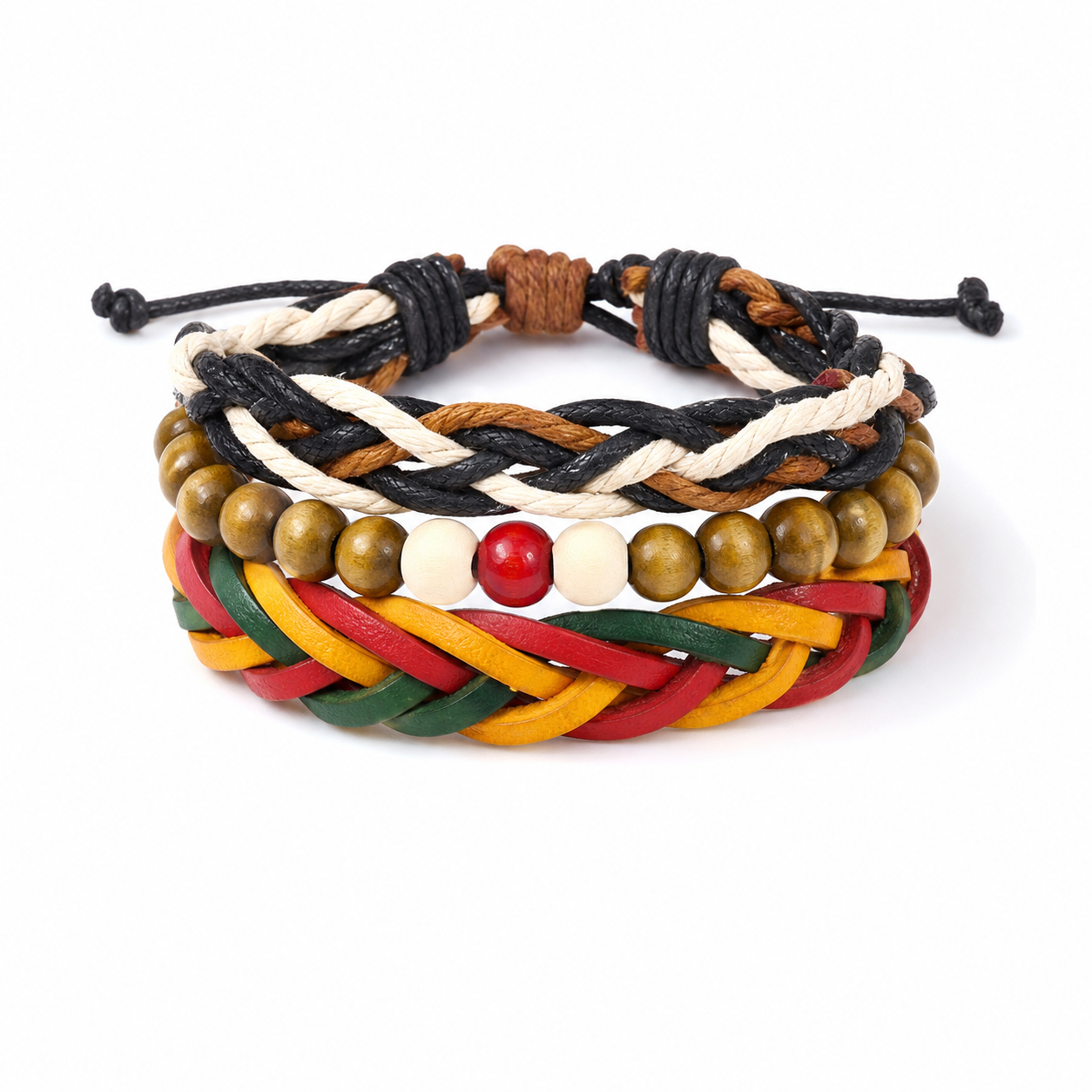 HM-70005 Genuine Leather Bracelet with Wooden Beads... main product image