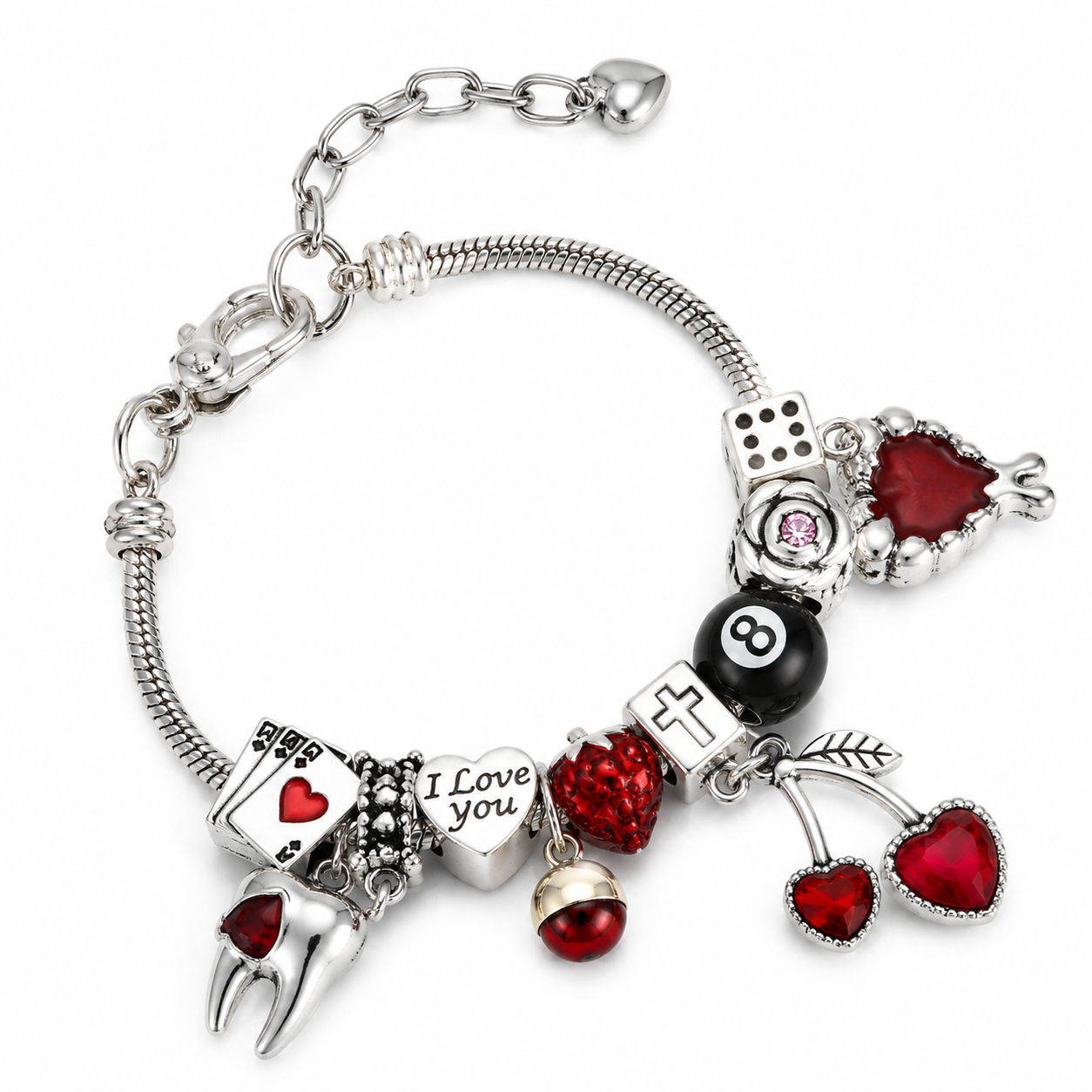 Fashion Zinc Alloy Beaded Bracelet with Heart Charm main product image