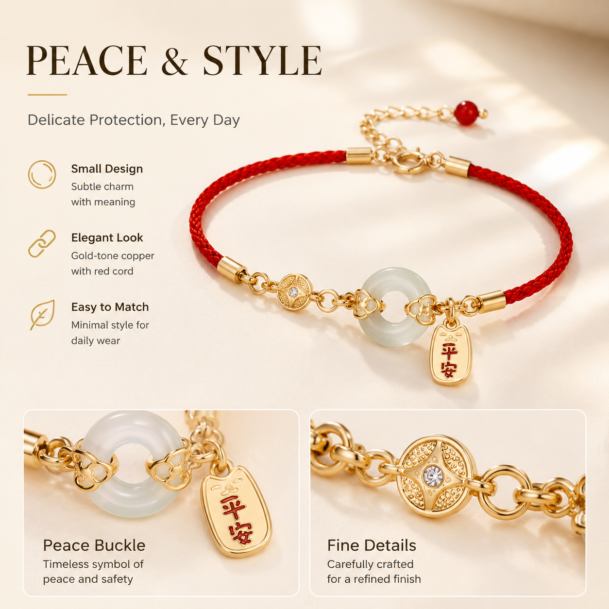 Women's Peace Knot Bracelet bracelet detail image