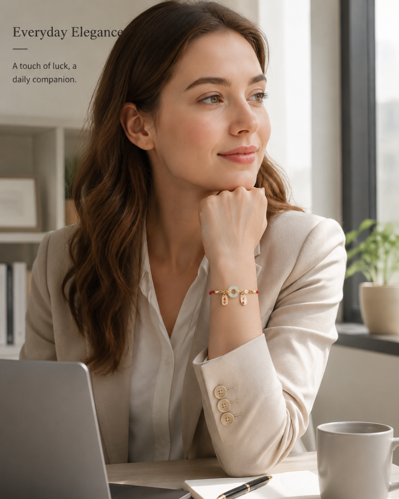Women’s Peace Knot Bracelet, Copper, Minimalist Elegant Hand Chain, Faux Chalcedony Resin Look, Adjustable Daily Wear Friendship Bracelet, S606 Peace / S611 Fortune - Wearing reference